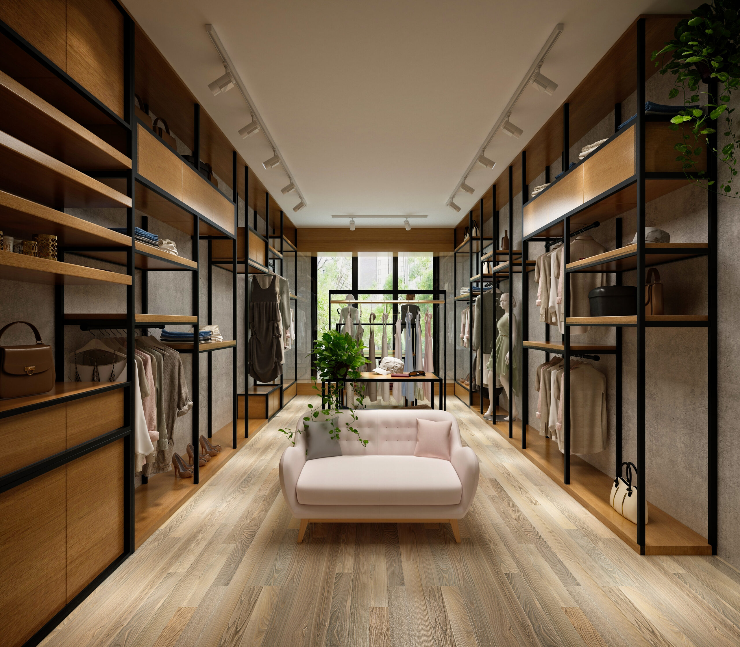 3d render of retail cloth shop, fashion store